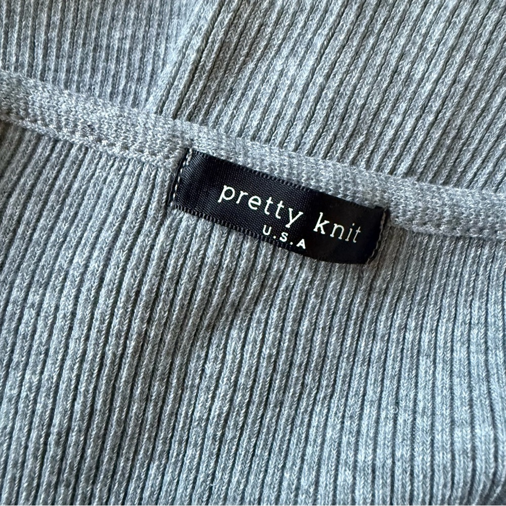 Pretty Knit USA Cozy Clean Girl Stretch Rib Knit Cardigan w/ Front Tie L - Picture 9 of 10
